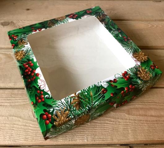 Коробка для пряника 21 см*21 см*4 см ель