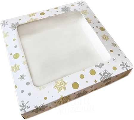 Коробка для пряника 21 см*21 см*4 см снежинки