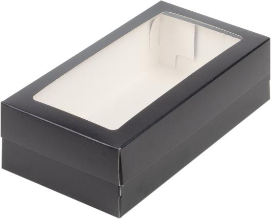 Коробка для кондитерской продукциис прямоугольным окном черная 21/11/55