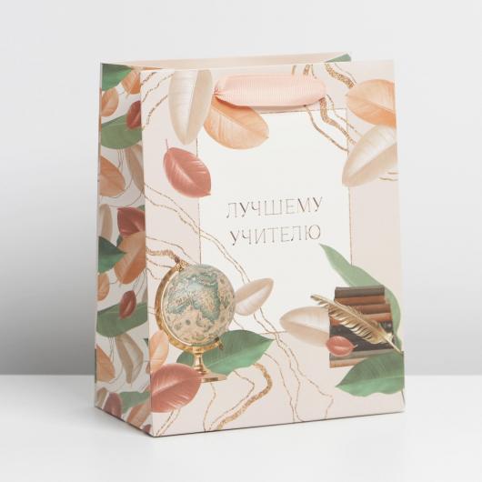 Пакет подарочный «Лучшему учителю», 18 х 23 х 10 см