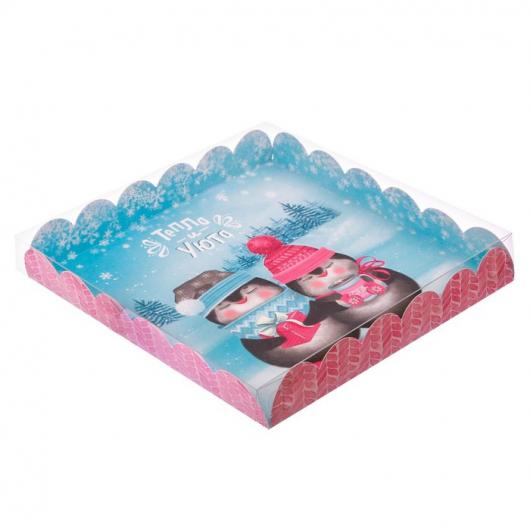 Коробка для кондитерских изделий с PVC крышкой «Тепла и уюта», 21 х 21 х 3 см